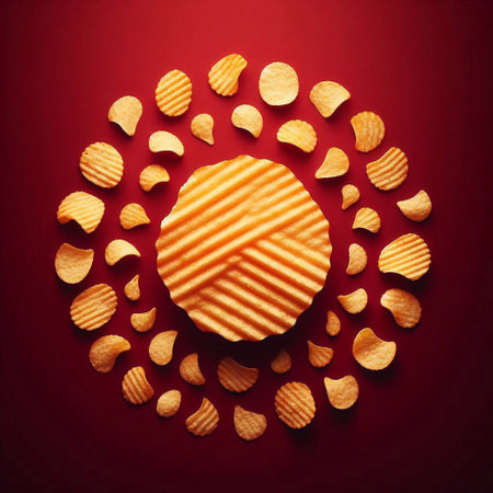 potato chip or crisp. AI generated illustrationの素材