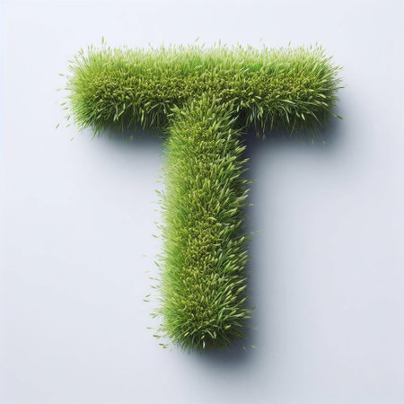 Grass letter T. AI generated illustrationの素材