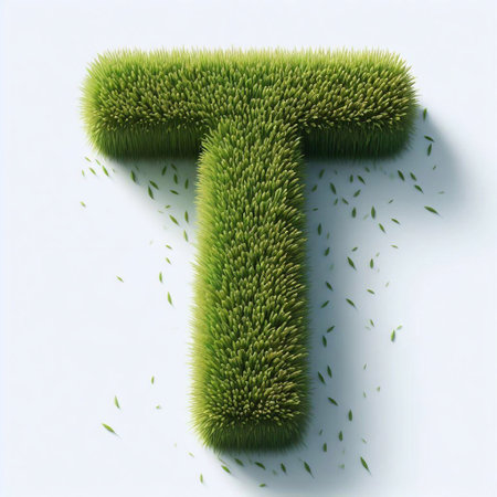 Grass letter T. AI generated illustrationの素材