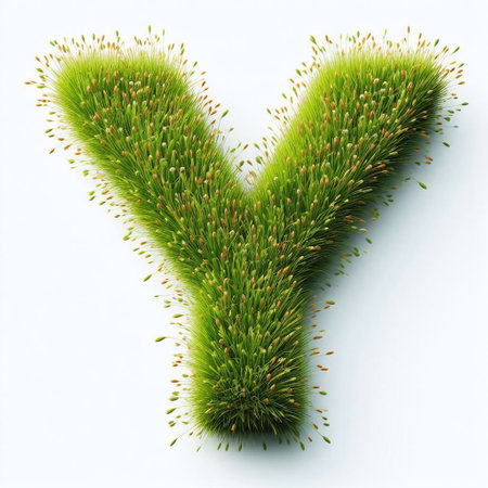 Grass letter Y. AI generated illustrationの素材