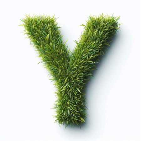 Grass letter Y. AI generated illustrationの素材