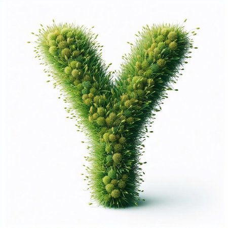 Grass letter Y. AI generated illustrationの素材