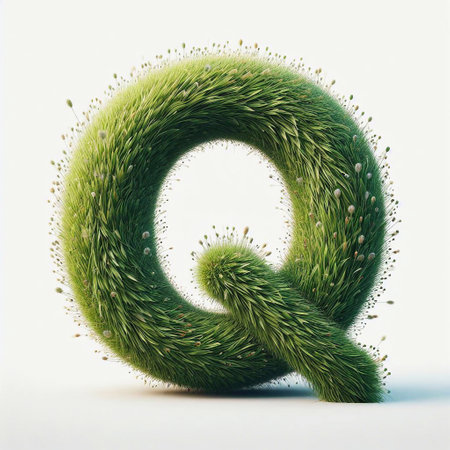 Grass letter Q. AI generated illustrationの素材