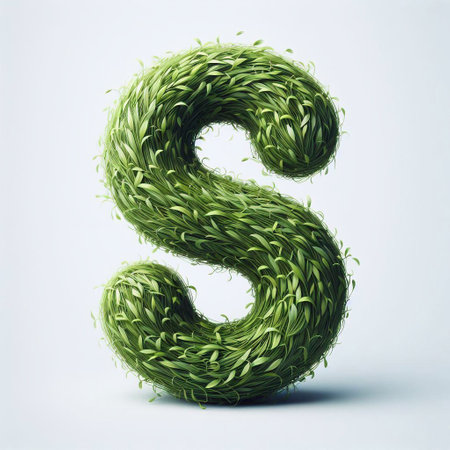 Grass letter S. AI generated illustrationの素材