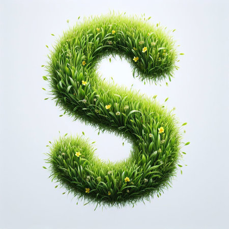 Grass letter S. AI generated illustrationの素材