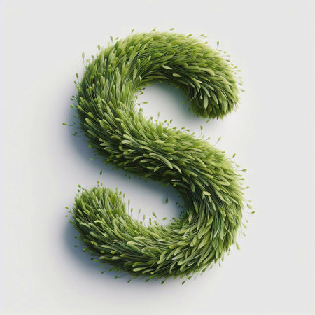 Grass letter S. AI generated illustrationの素材