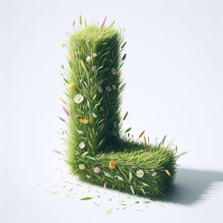 Grass letter L. AI generated illustrationの素材