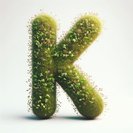 Grass letter K. AI generated illustrationの素材