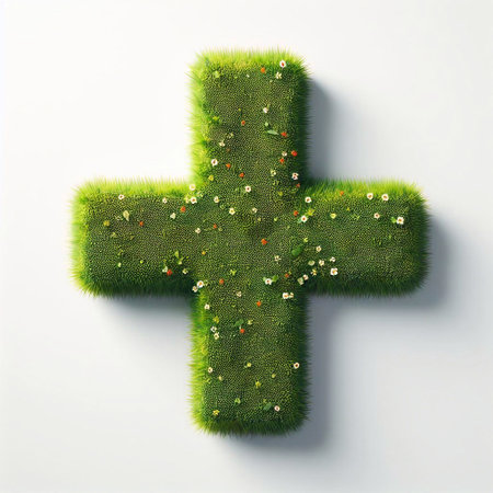 Grass plus mark. AI generated illustrationの素材