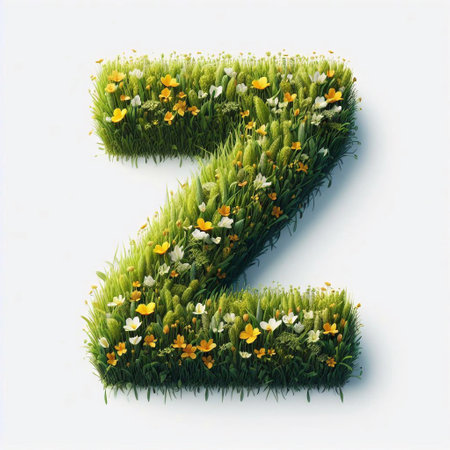 Grass letter Z. AI generated illustrationの素材