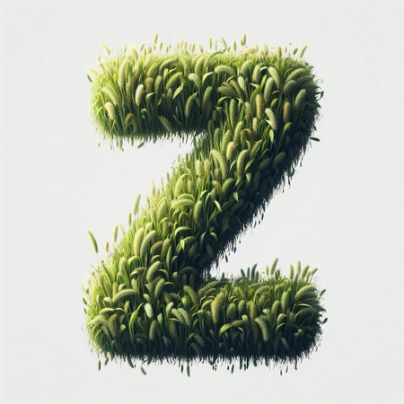 Grass letter Z. AI generated illustrationの素材