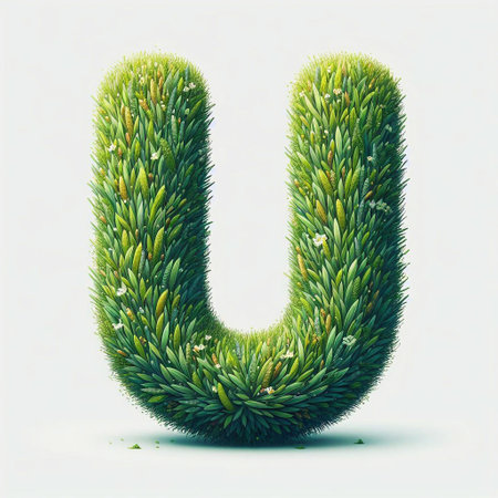 Grass letter U. AI generated illustrationの素材