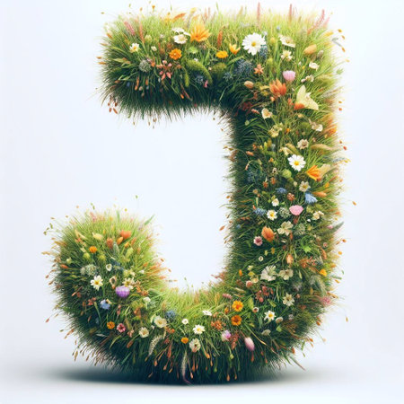 Grass letter J. AI generated illustrationの素材