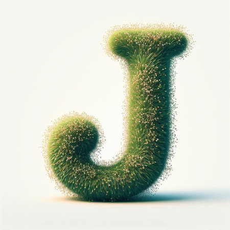 Grass letter J. AI generated illustrationの素材