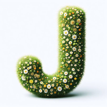 Grass letter J. AI generated illustrationの素材