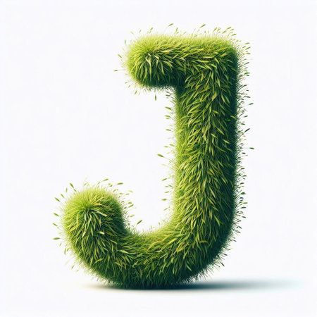 Grass letter J. AI generated illustrationの素材