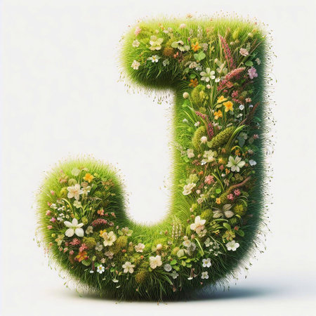 Grass letter J. AI generated illustrationの素材