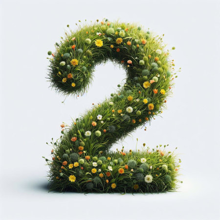Grass digit 2. AI generated illustrationの素材