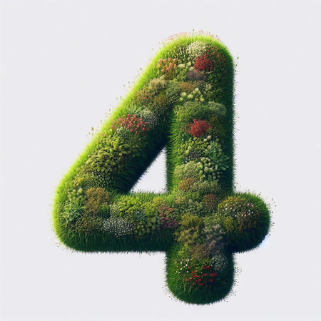 Grass digit 4. AI generated illustrationの素材