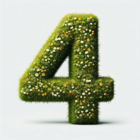 Grass digit 4. AI generated illustrationの素材