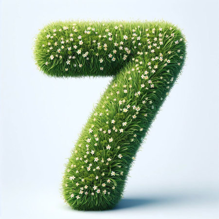 Grass digit 7. AI generated illustrationの素材