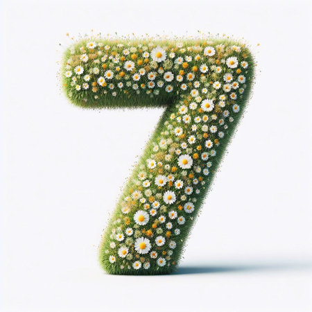 Grass digit 7. AI generated illustrationの素材