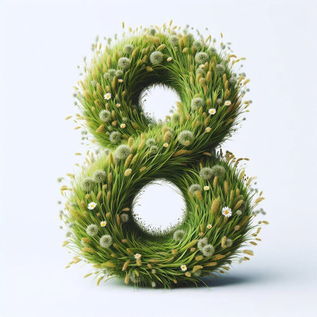 Grass digit 8. AI generated illustrationの素材