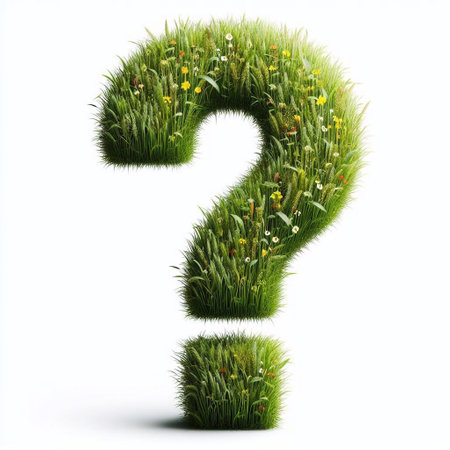 Question mark made of grass. AI generated illustrationの素材