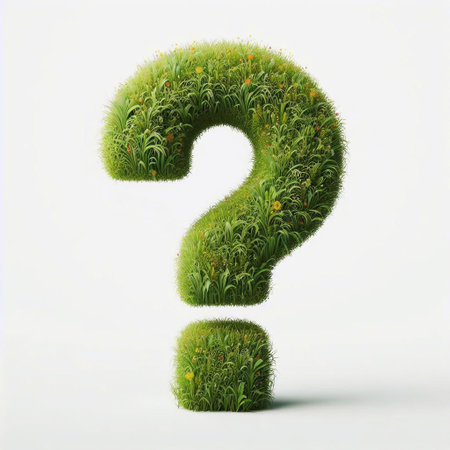 Question mark made of grass. AI generated illustrationの素材
