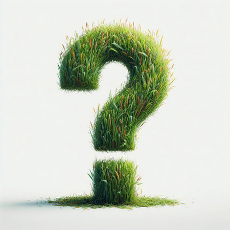Question mark made of grass. AI generated illustrationの素材