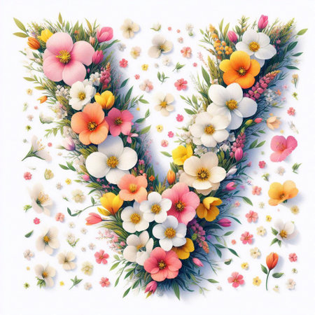 generativeart, art, generative, generated, illustration, V, white, herb, abc, alphabet, creative, grassy, conceptual, typographic, capital, eco, typography, beauty, concept, growthの素材