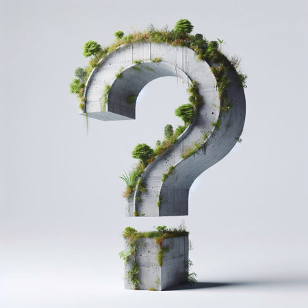 Question mark shape 3D Lettering That Blends Concrete With Nature. AI generated illustrationの素材