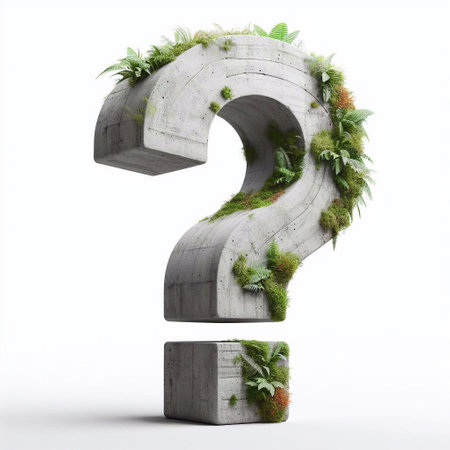 Question mark shape 3D Lettering That Blends Concrete With Nature. AI generated illustrationの素材