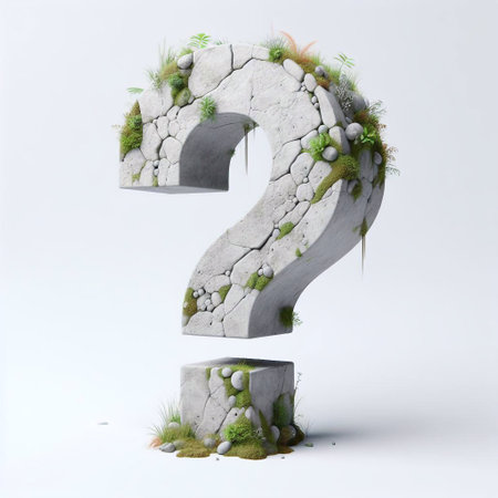 Question mark shape 3D Lettering That Blends Concrete With Nature. AI generated illustrationの素材