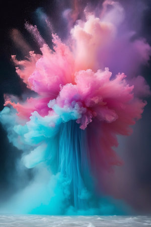 powder exploding forming gellyfish. AI generated illustrationの素材