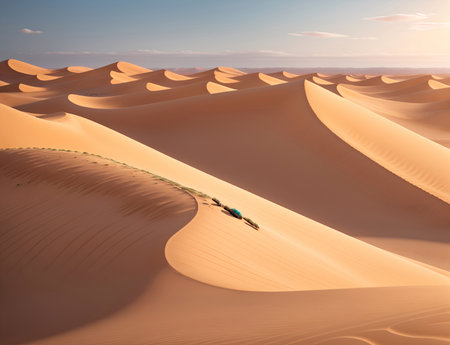 Green Barren land landscape. AI generated illustrationの素材