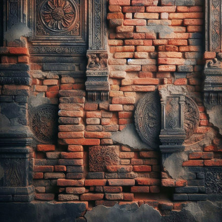 Old brick wall background. AI generated illustrationの素材