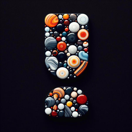 Exclamation mark shape made of marble pebbles. AI generated illustrationの素材