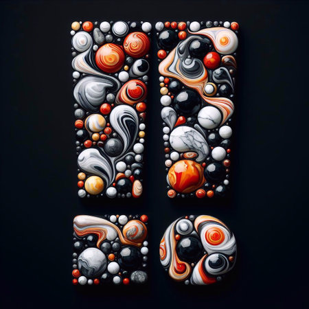 Exclamation mark shape made of marble pebbles. AI generated illustrationの素材