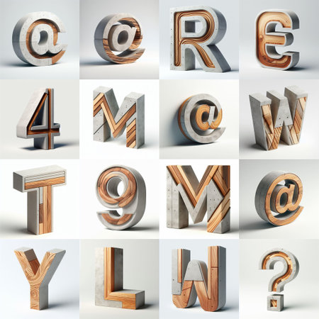 3D Lettering That Blends Concrete With wood. AI generated illustrationの素材