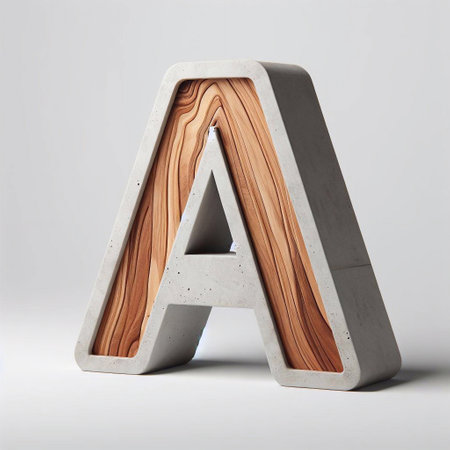 A letter shape created from concrete and wood. AI generated illustrationの素材