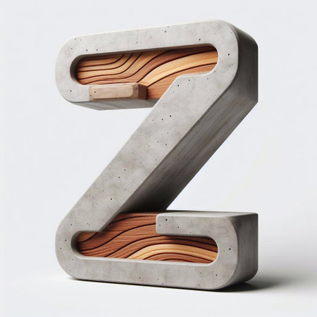 Z letter shape created from concrete and wood. AI generated illustrationの素材