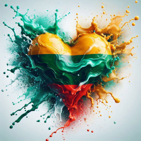 Lietuva flag what Splash of water and flame. AI generated illustrationの素材