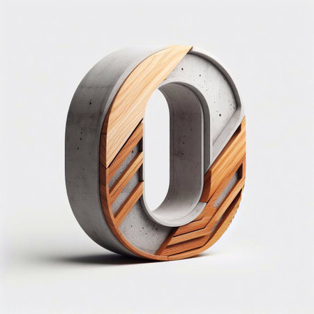 0 digit shape created from concrete and wood. AI generated illustrationの素材