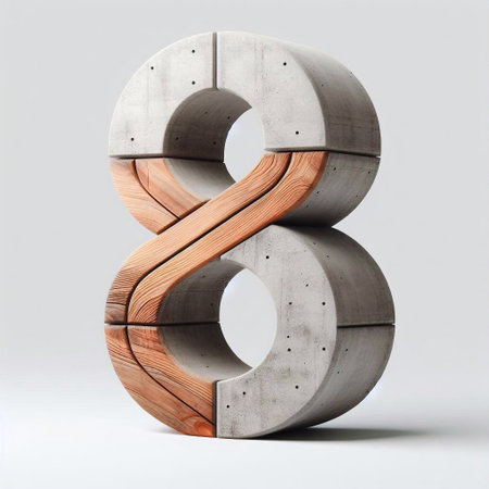 8 digit shape created from concrete and wood. AI generated illustrationの素材