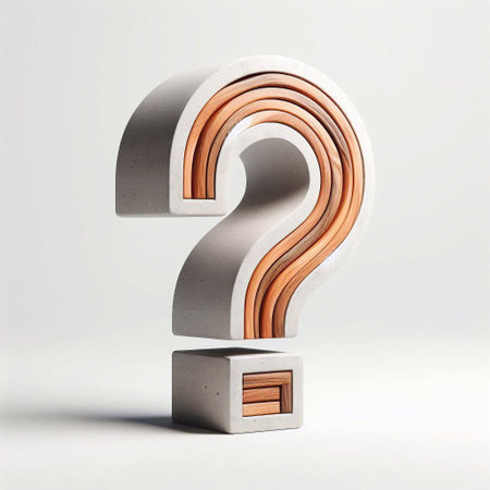 Question mark shape created from concrete and wood. AI generated illustrationの素材