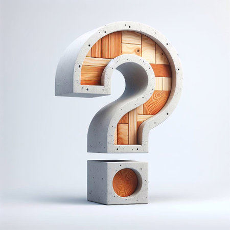 Question mark shape created from concrete and wood. AI generated illustrationの素材