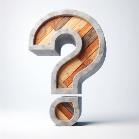 Question mark shape created from concrete and wood. AI generated illustrationの素材