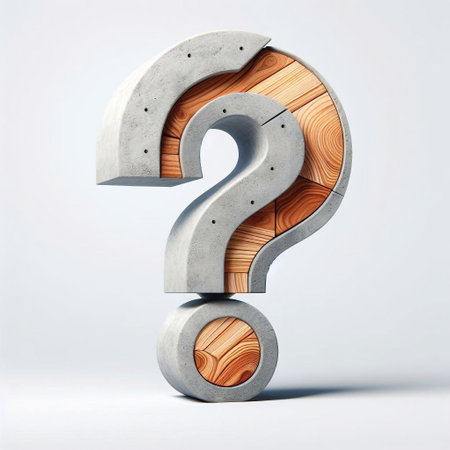 Question mark shape created from concrete and wood. AI generated illustrationの素材