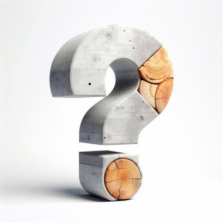 Question mark shape created from concrete and wood. AI generated illustrationの素材
